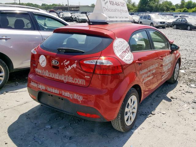 KNADM5A31E6382004 - 2014 KIA RIO LX BURGUNDY photo 4