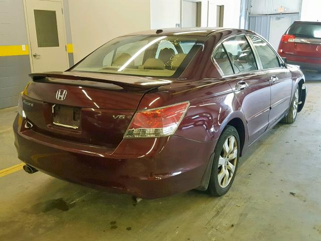 1HGCP36838A053256 - 2008 HONDA ACCORD EXL BURGUNDY photo 4