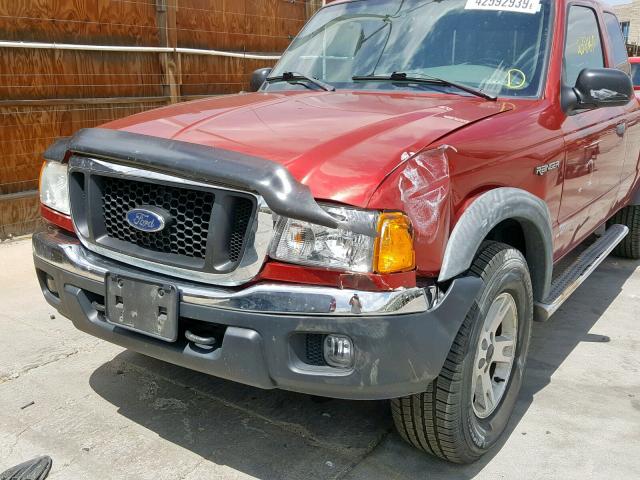 1FTZR45EX5PA31246 - 2005 FORD RANGER SUP RED photo 9