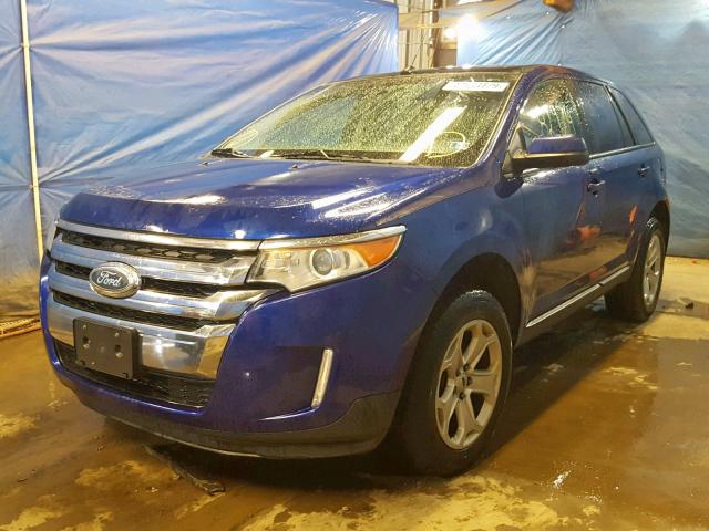 2FMDK4JC9DBB20648 - 2013 FORD EDGE SEL BLUE photo 2