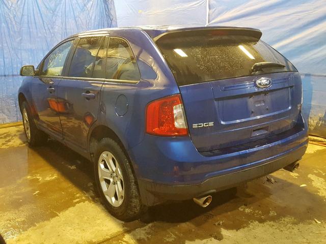 2FMDK4JC9DBB20648 - 2013 FORD EDGE SEL BLUE photo 3