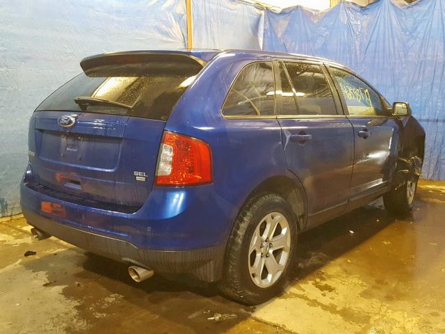 2FMDK4JC9DBB20648 - 2013 FORD EDGE SEL BLUE photo 4