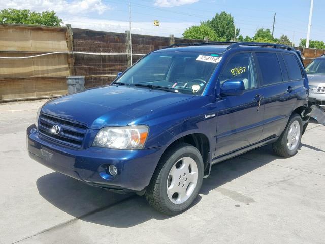 JTEEP21A760148980 - 2006 TOYOTA HIGHLANDER BLUE photo 2