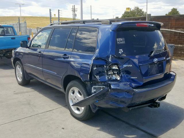 JTEEP21A760148980 - 2006 TOYOTA HIGHLANDER BLUE photo 3