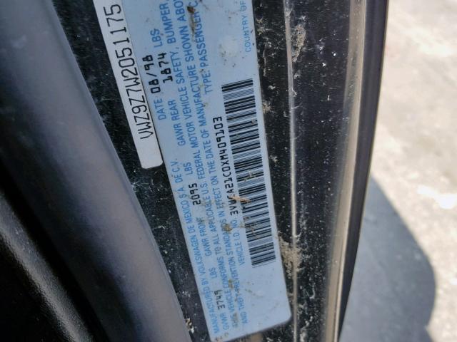 3VWCA21C0XM409103 - 1999 VOLKSWAGEN NEW BEETLE შავი ფოტო 10