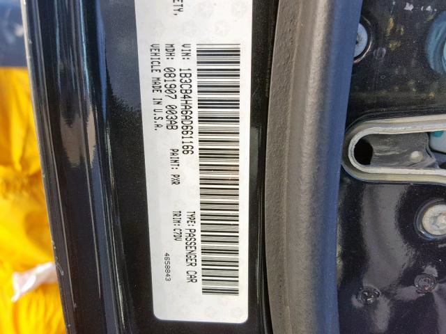 1B3CB4HA6AD661166 - 2010 DODGE CALIBER SX BLACK photo 10