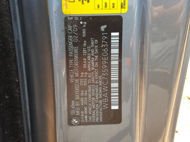 WBAWC73599E063791 - 2009 BMW 335 XI GRAY photo 10