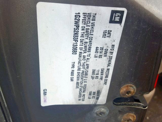 1G2WP52K63F130680 - 2003 PONTIAC GRAND PRIX BROWN photo 10