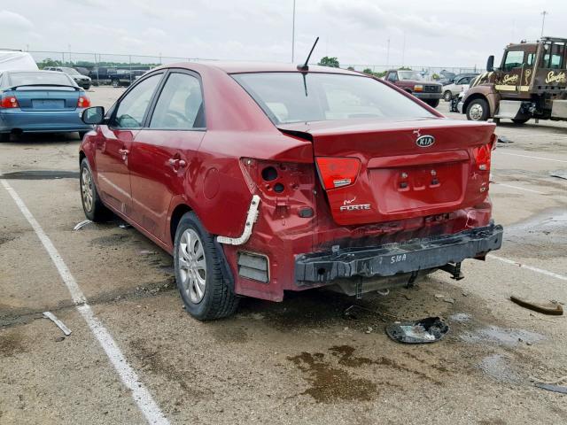 KNAFU4A26A5863120 - 2010 KIA FORTE EX RED photo 3