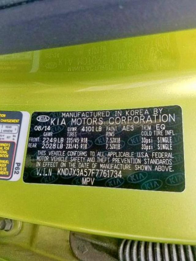 KNDJX3A57F7761734 - 2015 KIA SOUL ! Yaşıl foto 10