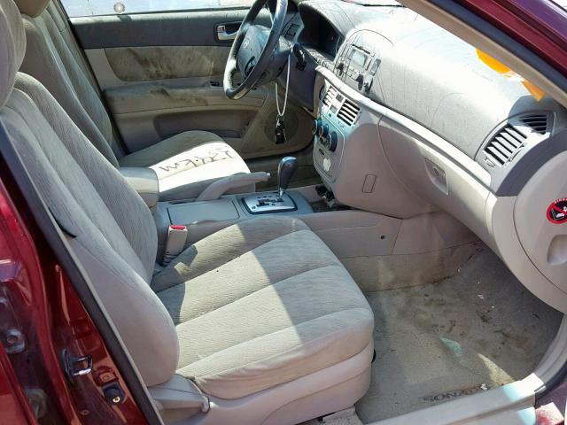 5NPET46F87H189090 - 2007 HYUNDAI SONATA GL BURGUNDY photo 5