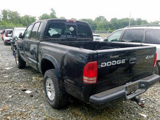 1B7HG38N12S615647 - 2002 DODGE DAKOTA QUA BLACK photo 3