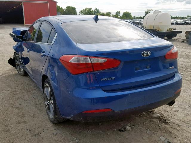 KNAFX4A88E5243662 - 2014 KIA FORTE EX BLUE photo 3