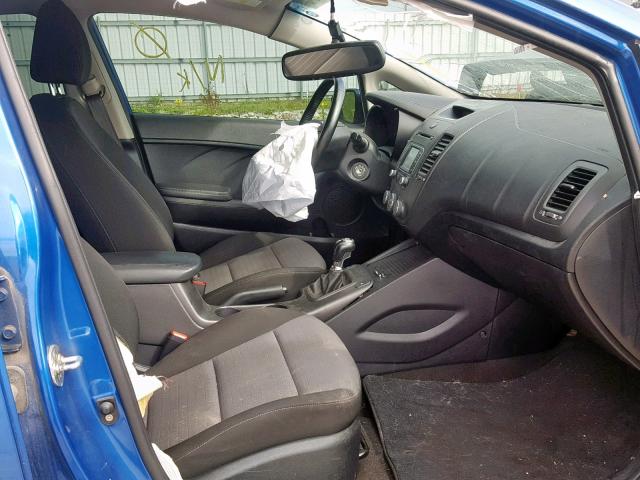 KNAFX4A88E5243662 - 2014 KIA FORTE EX BLUE photo 5