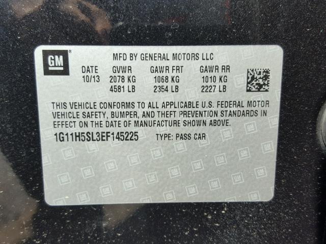 1G11H5SL3EF145225 - 2014 CHEVROLET MALIBU LTZ შავი ფოტო 10