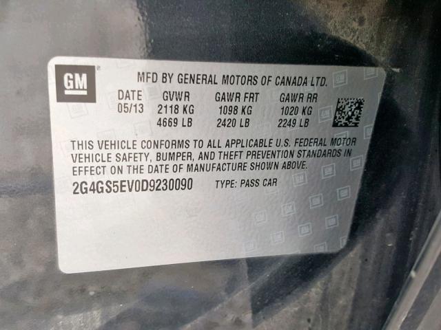 2G4GS5EV0D9230090 - 2013 BUICK REGAL PREM GRAY photo 10