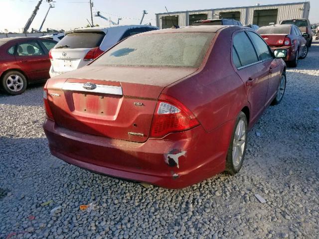 3FAHP0JG6BR225686 - 2011 FORD FUSION SEL RED photo 4