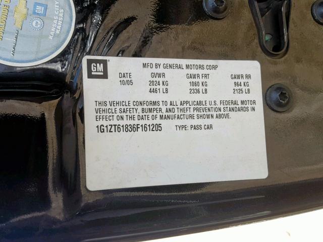 1G1ZT61836F161205 - 2006 CHEVROLET MALIBU MAX 黑色 照片 10