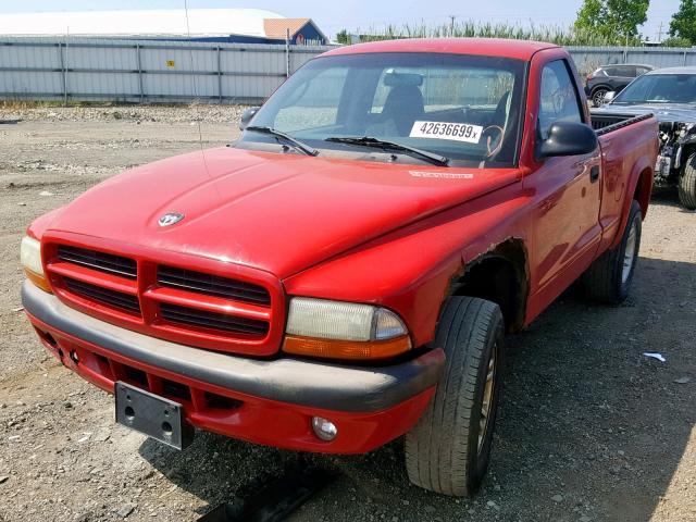 1B7GG26X41S351073 - 2001 DODGE DAKOTA RED photo 2