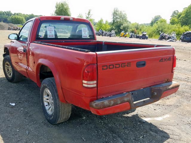 1B7GG26X41S351073 - 2001 DODGE DAKOTA RED photo 3