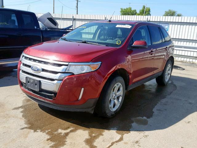 2FMDK3JC5DBB58209 - 2013 FORD EDGE SEL MAROON photo 2