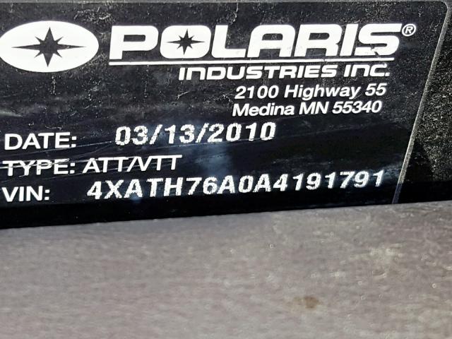 4XATH76A0A4191791 - 2010 POLARIS RANGER 800 TWO TONE photo 10