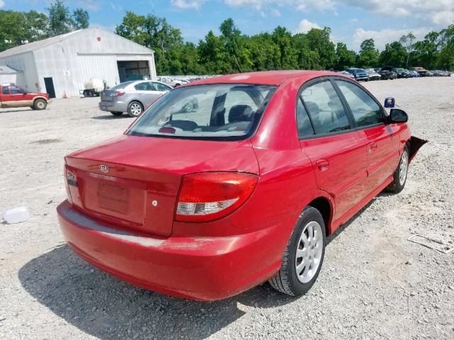 KNADC125746303235 - 2004 KIA RIO RED photo 4