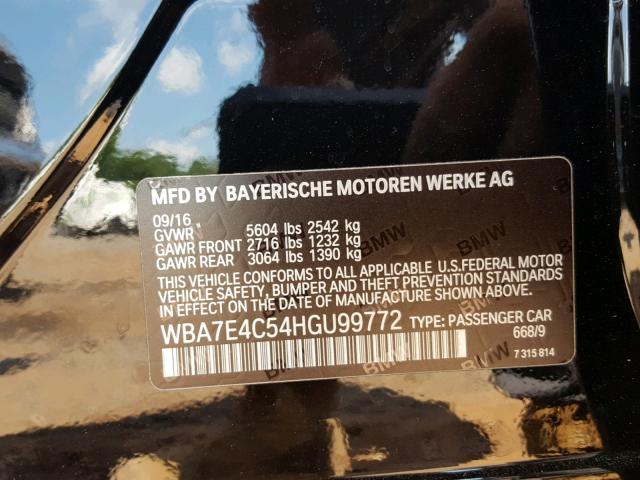 WBA7E4C54HGU99772 - 2017 BMW 740 XI BLACK photo 10