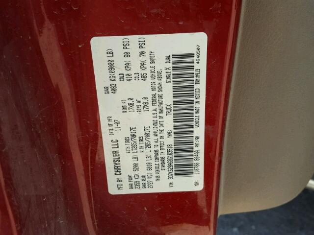 3D7KS28A68G163518 - 2008 DODGE RAM 2500 S მუქწითელი ფოტო 10