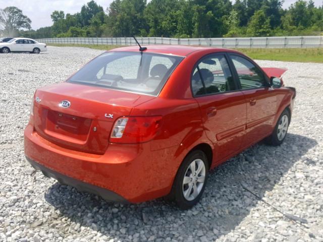 KNADH4A32A6687892 - 2010 KIA RIO LX ORANGE photo 4