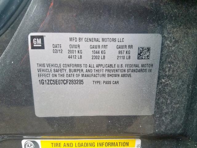 1G1ZC5E07CF283205 - 2012 CHEVROLET MALIBU 1LT 灰色 照片 10