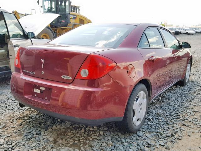 1G2ZF57B084300852 - 2008 PONTIAC G6 VALUE L MAROON photo 4