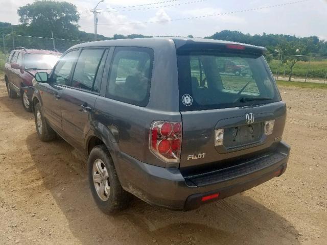 5FNYF18167B025436 - 2007 HONDA PILOT LX GRAY photo 3