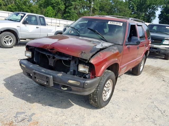 1GNDT13WXSK236040 - 1995 CHEVROLET BLAZER BURGUNDY photo 2