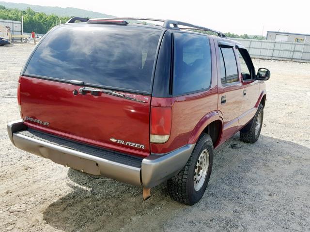 1GNDT13WXSK236040 - 1995 CHEVROLET BLAZER BURGUNDY photo 4