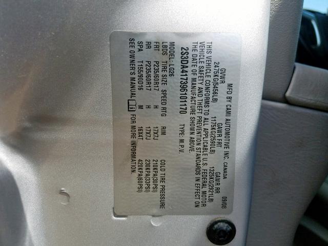 2S3DA417396101170 - 2009 SUZUKI XL7 LUXURY SILVER photo 10