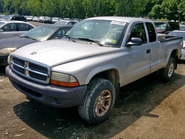 1D7HG12K84S662671 - 2004 DODGE DAKOTA SXT SILVER photo 2