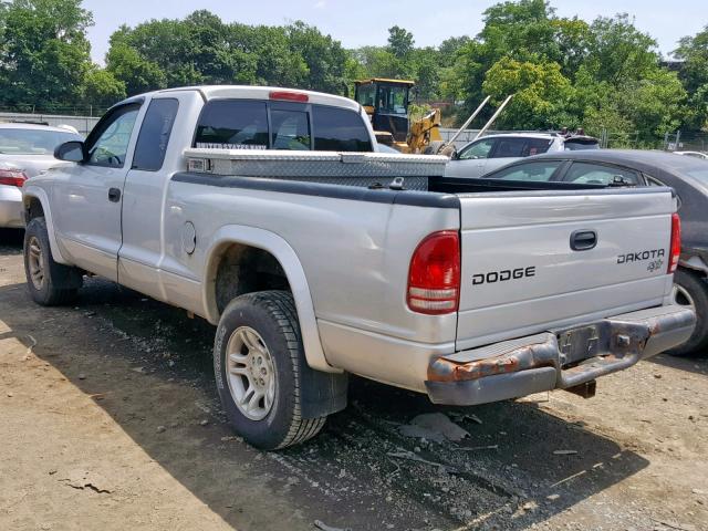 1D7HG12K84S662671 - 2004 DODGE DAKOTA SXT SILVER photo 3