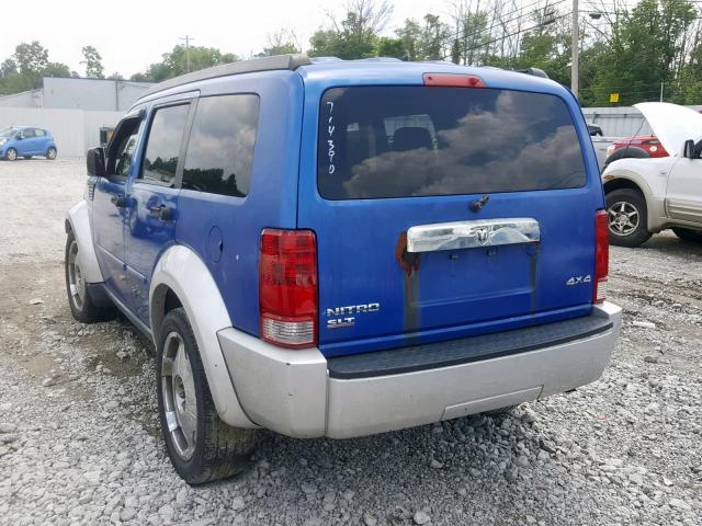 1D8GU58K47W714390 - 2007 DODGE NITRO SLT BLUE photo 3