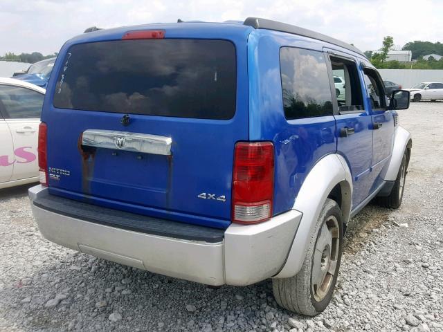 1D8GU58K47W714390 - 2007 DODGE NITRO SLT BLUE photo 4