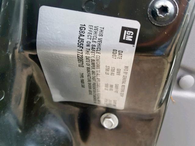 1G8AJ55F17Z208710 - 2007 SATURN ION LEVEL SILVER photo 10