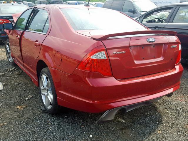 3FAHP0KC1CR370521 - 2012 FORD FUSION SPO RED photo 3