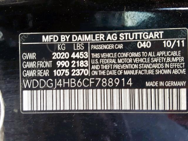 WDDGJ4HB6CF788914 - 2012 MERCEDES-BENZ C 250 BLACK photo 10