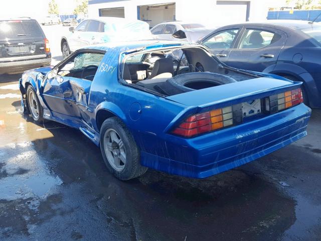 1G1FP23E9NL103487 - 1992 CHEVROLET CAMARO RS BLUE photo 3