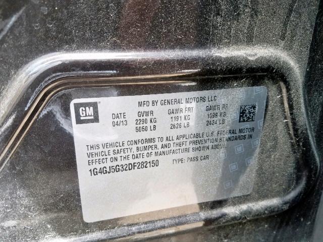 1G4GJ5G32DF282150 - 2013 BUICK LACROSSE T BLACK photo 10