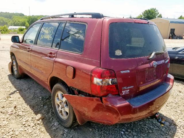 JTEEP21AX50070564 - 2005 TOYOTA HIGHLANDER MAROON photo 3