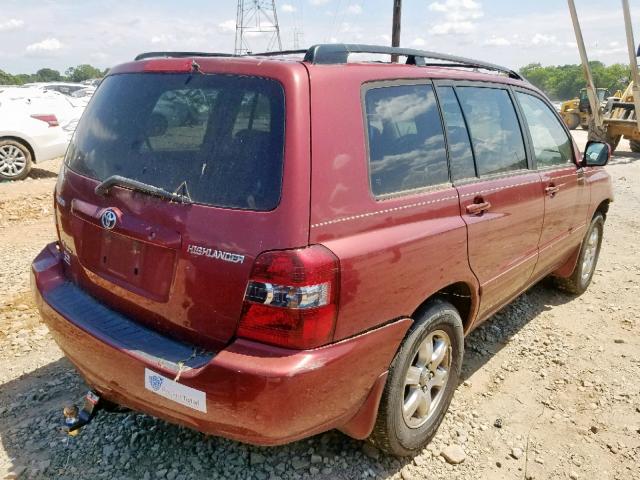 JTEEP21AX50070564 - 2005 TOYOTA HIGHLANDER MAROON photo 4