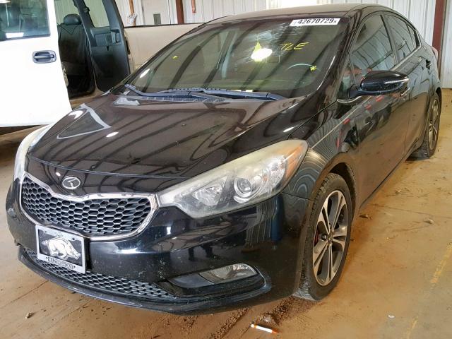 KNAFX4A80E5057579 - 2014 KIA FORTE EX BLACK photo 2