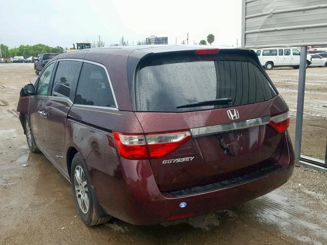 5FNRL5H48CB141665 - 2012 HONDA ODYSSEY EX MAROON photo 3