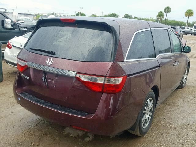 5FNRL5H48CB141665 - 2012 HONDA ODYSSEY EX MAROON photo 4